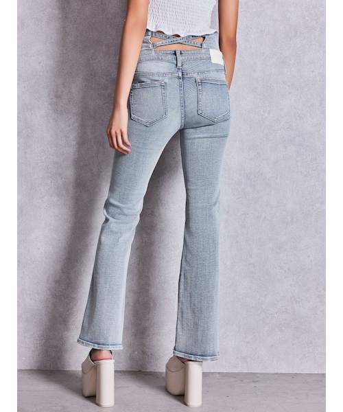 GYDA（ジェイダ）の「ハイウエストBACKクロスフレアパンツ（デニムパンツ・レディース・ブラック/アイスブルー/インディゴ・XS/S/M）」の6枚目の写真