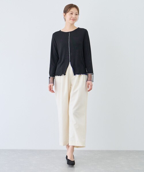 Jayro（ジャイロ）の「袖シアーメローカットソー（Tシャツ/カットソー・レディース・ブラック系/ホワイト系/ライトグリーン/ピンク・F）」の15枚目の写真