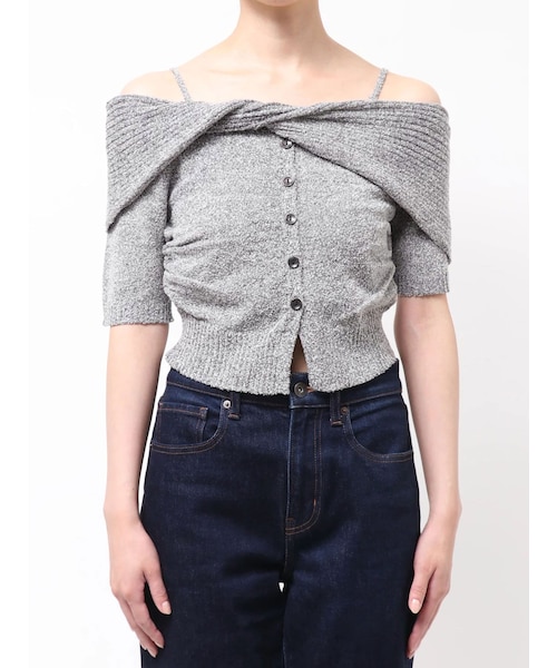 EMODA（エモダ）の「WIDE RIB TWIST OFF SHOULDER KN（ニット/セーター・レディース・グレー/ブラック/ピンク・F）」の11枚目の写真