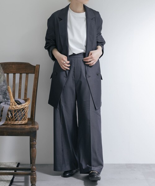 THE GOODLAND MARKET（ザグッドランドマーケット）の「『別注』MIDIUMISOLID×TGM　Double breasted jacket（テーラードジャケット・レディース・Blue/l.Beige/C.Gray・one）」の10枚目の写真