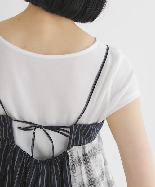 KBF（ケイビーエフ）の「タックドレープTEE（Tシャツ/カットソー・レディース・OFF/BLACK/MELON/CHALK・One）」の9枚目の写真