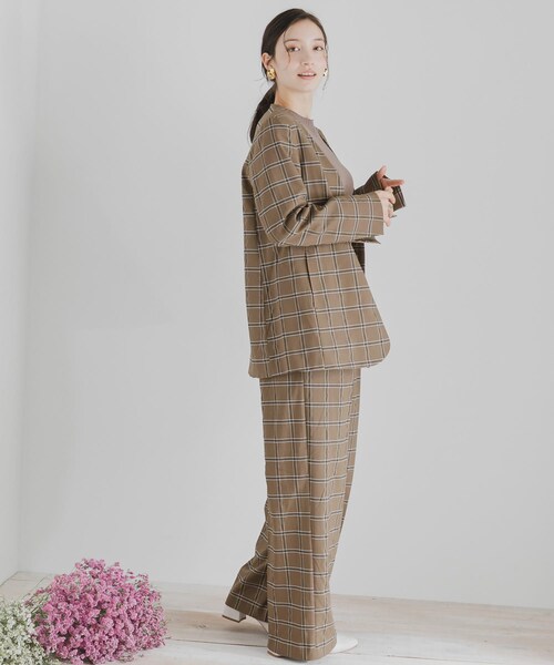 SENSE OF PLACE by URBAN RESEARCH（センスオブプレイスバイアーバンリサーチ）の「チェックノーカラージャケット（ノーカラージャケット・レディース・MOCHA/GREIGE・FREE）」の21枚目の写真