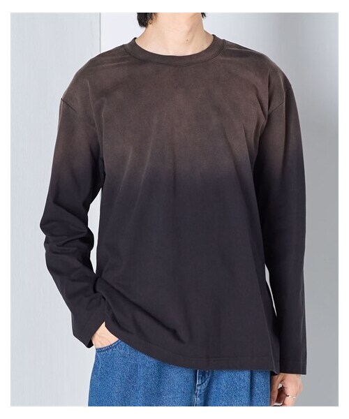 nissen（ニッセン）の「綿１００％グラデーションオーバーサイズ長袖Tシャツ【大きいサイズ有】（Tシャツ/カットソー・メンズ・グレー系/黒系・M/L/LL/3L/4L/5L/6L/8L/10L）」の5枚目の写真