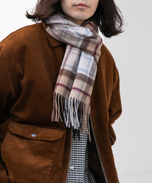 URBAN RESEARCH Sonny Label（アーバンリサーチサニーレーベル）の「ウールカシミヤチェックワイドマフラー（マフラー・メンズ・ベージュ/グレー/カーキ/ネイビー・One）」の16枚目の写真