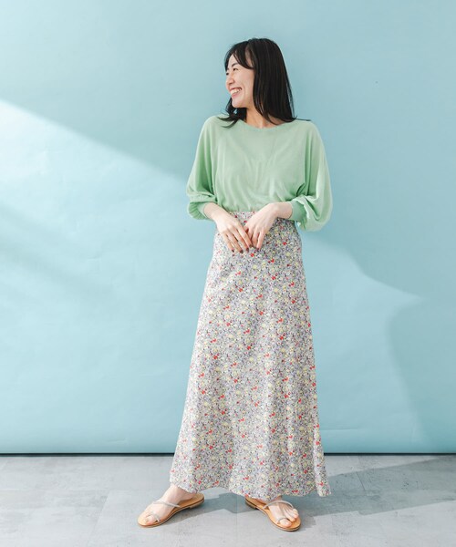 URBAN RESEARCH ROSSO（アーバンリサーチロッソ）の「ウォッシャブルシルク混ドルマンニット（ニット/セーター・レディース・ORANGE/OFF WHITE/L.MINT・FREE）」の17枚目の写真