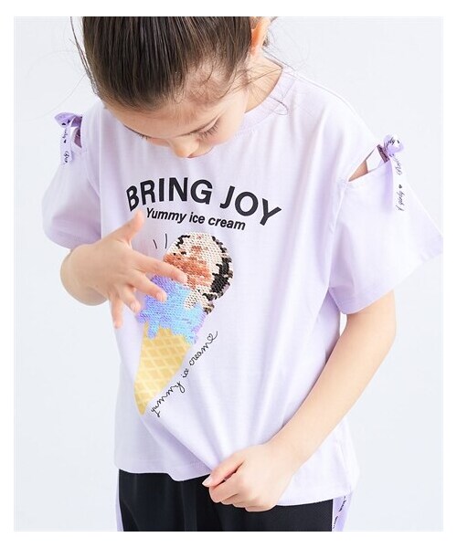 nissen（ニッセン）の「柄が変わる！スパンコールTシャツ（女の子）（Tシャツ/カットソー・キッズ・パープル/イエロー・110/120/130/140/150/160）」の7枚目の写真