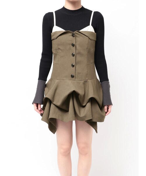 MURUA（ムルーア）の「タックバルーンミニジャンスカ（ジャンパースカート・レディース・ブラック/ブラウン・F）」の3枚目の写真