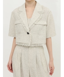 EVRIS | ハーフスリーブフリンジジャケット【セットアップ着用可能】(テーラードジャケット)