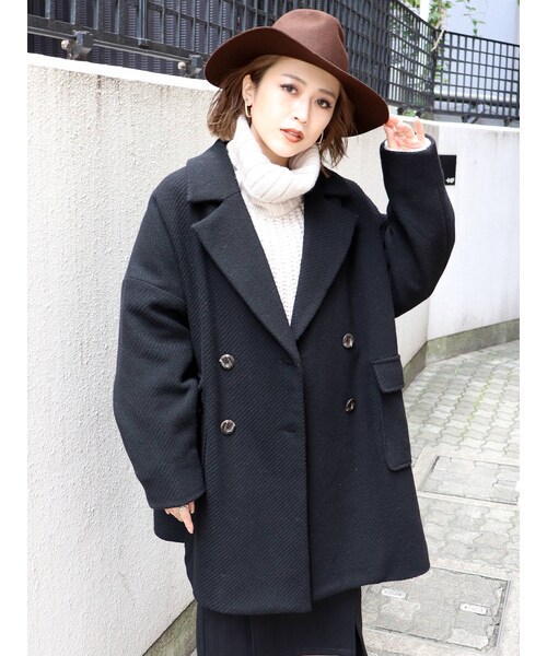 MURUA（ムルーア）の「ルーズミディコート（その他アウター・レディース・ブラック/ボルドー/ミックス・F）」の2枚目の写真