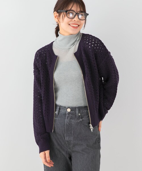 URBAN RESEARCH ROSSO（アーバンリサーチロッソ）の「F by ROSSO　柄編みZIPカーディガン（カーディガン/ボレロ・レディース・OFF×BLK/RED/NAVY・FREE）」の7枚目の写真