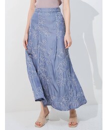 MERCURYDUO | シャンブレーフラワーエンブロイダリースカート(スカート)