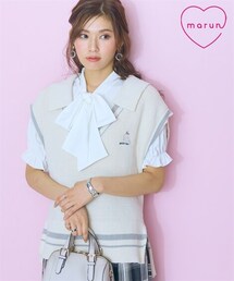 marun | ＜大きいサイズ＞ねこ刺しゅうニットベスト　marun(ベスト)