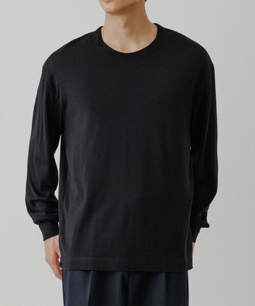 ADAM ET ROPE'（アダムエロペ）の「【NIKKE】ウール天竺 ロングスリーブ ニットTシャツ（Tシャツ/カットソー・メンズ・ブラック/ネイビー・L/M）」の10枚目の写真