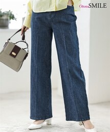 nissen | センタープレスセミワイドデニムパンツ【OtonaSMILE】(パンツ)