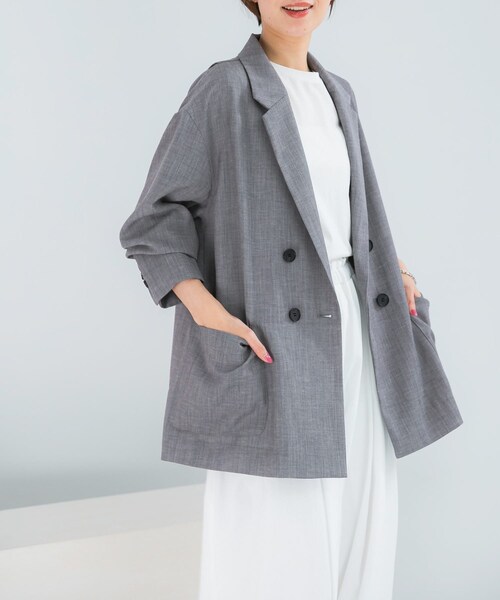 URBAN RESEARCH ROSSO（アーバンリサーチロッソ）の「ELENDEEK　BACK CROSS TAILORED JACKET（テーラードジャケット・レディース・GRY/BGE・Free）」の7枚目の写真