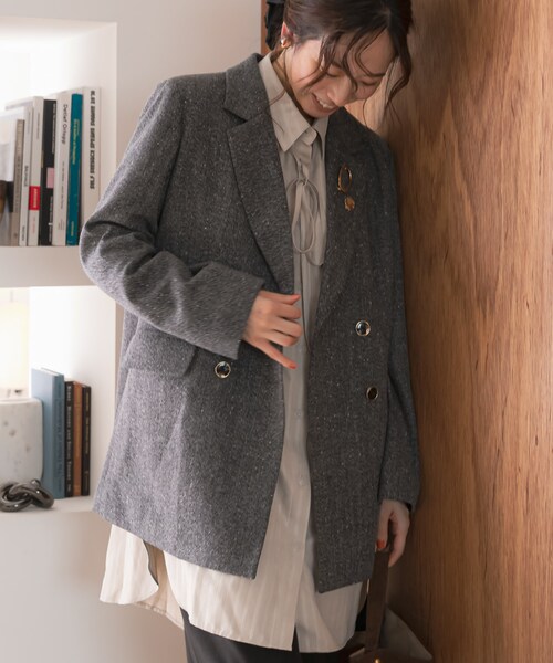 URBAN RESEARCH ROSSO（アーバンリサーチロッソ）の「F by ROSSO　ヘリンボンネップツイードジャケット（テーラードジャケット・レディース・BEIGE/GRAY・Free）」の6枚目の写真