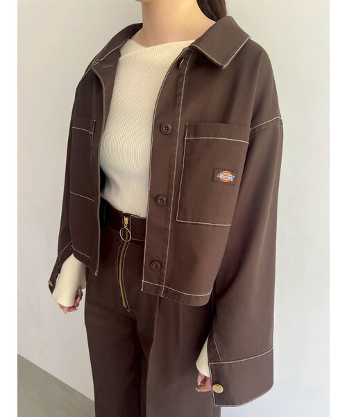 LAGUNAMOON（ラグナムーン）の「【別注Dickies】ショートワークジャケット（その他アウター・レディース・グリーン/ブラウン/ベージュ・F）」の6枚目の写真