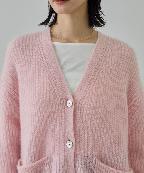 ROPE'（ロペ）の「スーパーキッドモヘヤVネックカーディガン/イージーケア（カーディガン/ボレロ・レディース・ピンク系/チャコール・F）」の22枚目の写真