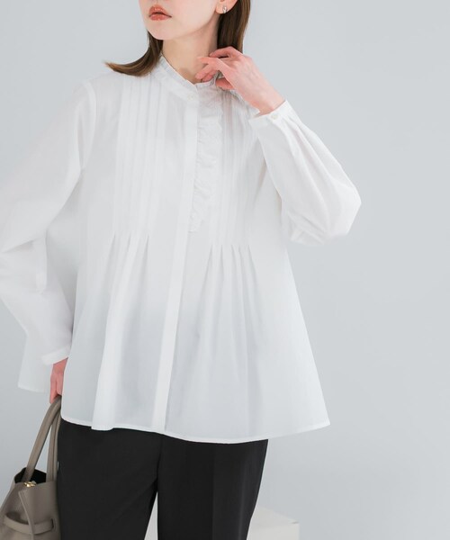 URBAN RESEARCH ROSSO（アーバンリサーチロッソ）の「フリルネックレースデザインシャツブラウス（シャツ/ブラウス・レディース・OFF WHITE/ASH/BLACK・Free）」の5枚目の写真