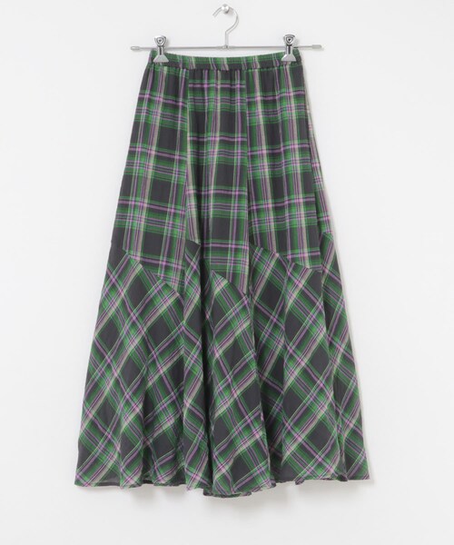 ITEMS URBANRESEARCH（アイテムズ アーバンリサーチ）の「チェック切替えスカート（スカート・レディース・GRN/PPL・Free）」の9枚目の写真