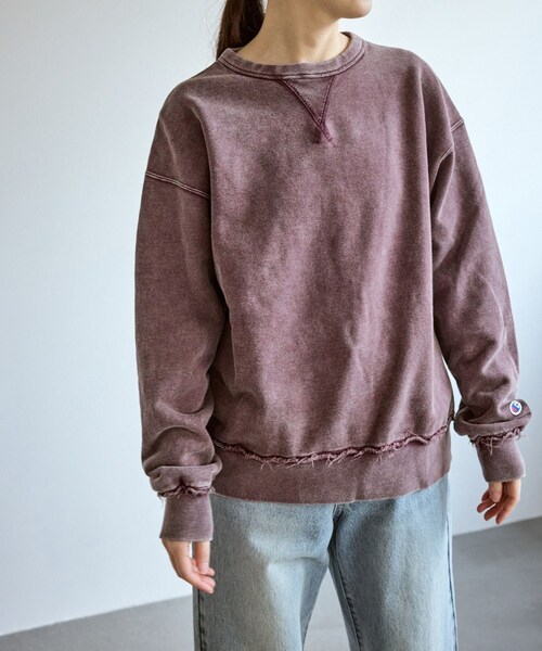 ROPE' PICNIC（ロペピクニック）の「【Champion/チャンピオン】ピグメント裏毛クルーネックスウェット（スウェット・レディース・ブラック/サックス/ワイン/オレンジ・F）」の13枚目の写真