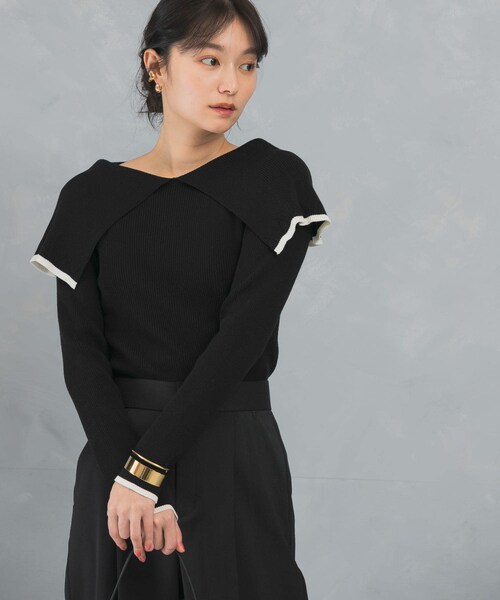 URBAN RESEARCH ROSSO（アーバンリサーチロッソ）の「2wayネックバイカラーケープニット（ニット/セーター・レディース・OFF/BEIGE/BLACK・FREE）」の22枚目の写真
