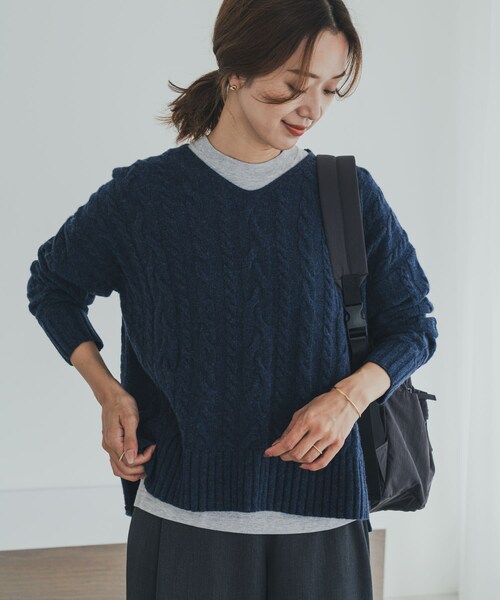 URBAN RESEARCH DOORS（アーバンリサーチドアーズ）の「ハミルトンウールアラン柄プルオ-バー（ニット/セーター・レディース・L/BEG/PURPLE/NAVY・M）」の20枚目の写真