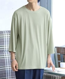 nissen | オーバーサイズカットジャガード7分袖Tシャツ【大きいサイズ有】(Tシャツ/カットソー)