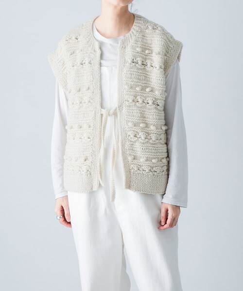 かぐれ（カグレ）の「ネパールハンドニットベスト（ベスト・レディース・IVORY・FREE）」の3枚目の写真