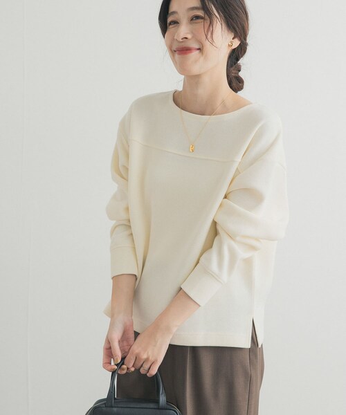 URBAN RESEARCH DOORS（アーバンリサーチドアーズ）の「『UR TECH』ボートネックプルオーバー（Tシャツ/カットソー・レディース・IVORY/PISTACHIO/BLACK・M）」の9枚目の写真