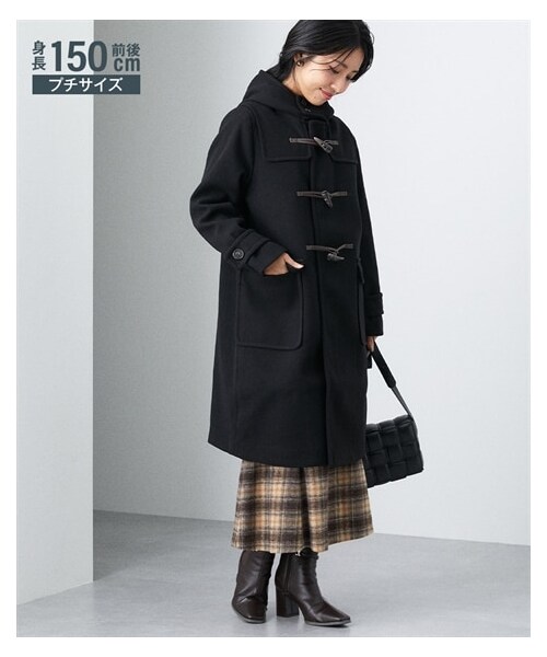 nissen（ニッセン）の「小さいサイズ　フラノストレッチダッフルコート　低身長さん・小柄女性（ダッフルコート・レディース・ライトグレー/クロ・PSS/PS/PM/PL）」の5枚目の写真