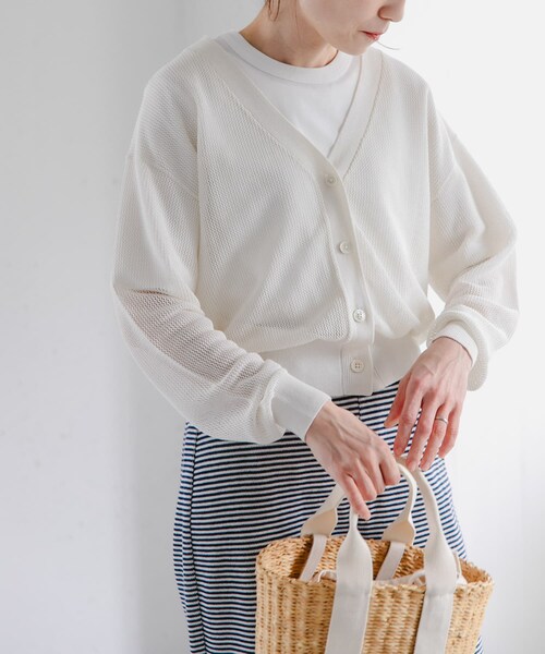 URBAN RESEARCH DOORS（アーバンリサーチドアーズ）の「FORK&SPOON　ペーパーニットカーディガン（カーディガン/ボレロ・レディース・IVORY/BROWN/BLUE・1）」の5枚目の写真