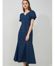 MERCURYDUO | ステッチ切替ボリュームスリーブワンピース(ワンピース)