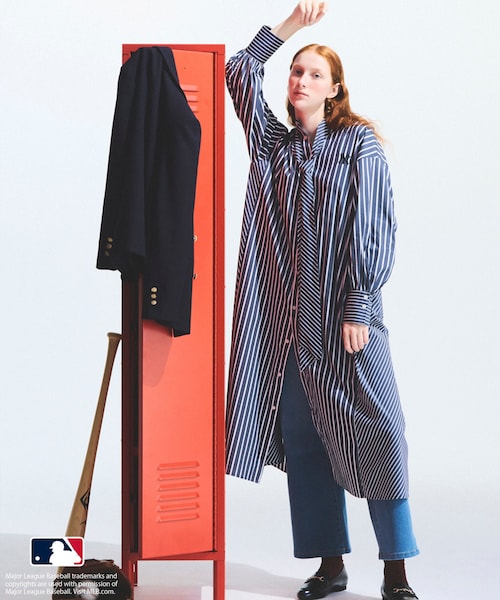 ROPE' PICNIC（ロペピクニック）の「【MLB COLLECTION BY JUN】リボンタイシャツワンピース（シャツワンピース・レディース・ネイビー/ブルー/サックス・38）」の16枚目の写真