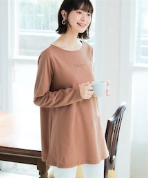 nissen | 綿１００％長袖プリントAラインチュニックTシャツ（ＵＶカット）(チュニック)