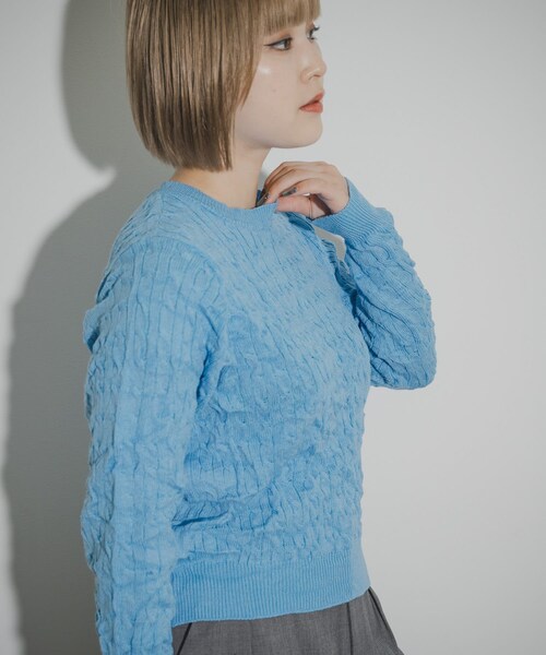 THE GOODLAND MARKET（ザグッドランドマーケット）の「COOHEM　CRUSHED CABLE KNIT PULLOVER（ニット/セーター・レディース・19BLACK/60SAX/24ORANGE・Free）」の18枚目の写真