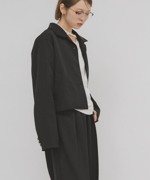 KBF（ケイビーエフ）の「コンパクトBOXジャケット（テーラードジャケット・レディース・D.BROWN/BLACK・one）」の6枚目の写真