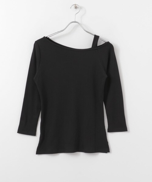 SENSE OF PLACE by URBAN RESEARCH（センスオブプレイスバイアーバンリサーチ）の「アシメネックリブトップ(7分袖)（Tシャツ/カットソー・レディース・BLACK/GREIGE/DUSTY PINK・FREE）」の13枚目の写真