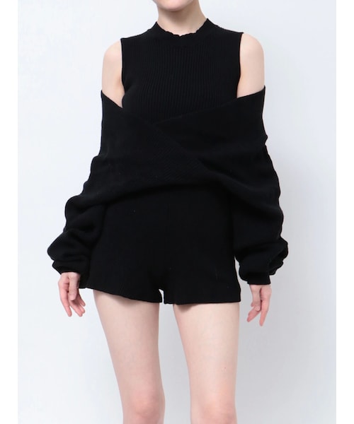 GYDA パイルロンパース　黒 GYDA パイルロンパース（ブラック） -ファッション通販 FASHION