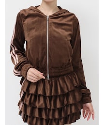 jouetie | ベロアコンパクトラインZIPフーディ【セットアップ対応】(パーカー)