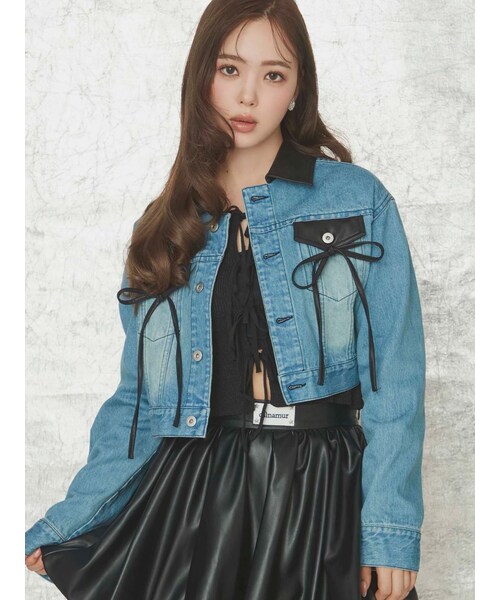 CALNAMUR（カルナムール）の「フェイクレザースウィッチングデニムジャケット（デニムジャケット・レディース・ブラック/ブルー・F）」の10枚目の写真