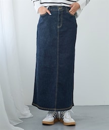 nissen | 【25年モデル】すごのびストレッチデニムストレートロングスカート（ゆったりヒップ）＜大きいサイズ有＞(スカート)