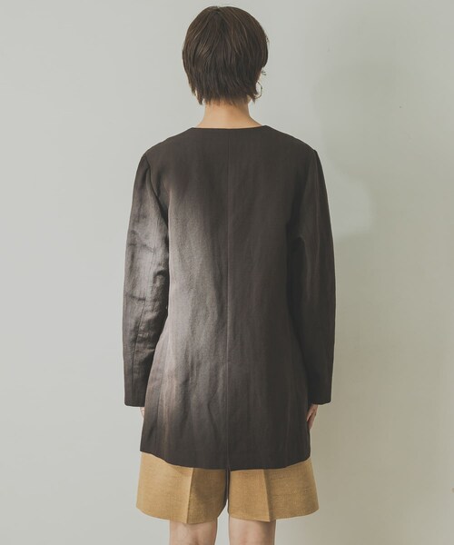 URBAN RESEARCH（アーバンリサーチ）の「ノーカラーヘリンボンジャケット（ノーカラージャケット・レディース・BROWN/D.GRY・36/38）」の9枚目の写真