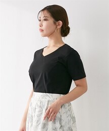 nissen | 【大きい胸専用】美ラインVネック半袖Tシャツ(Tシャツ/カットソー)