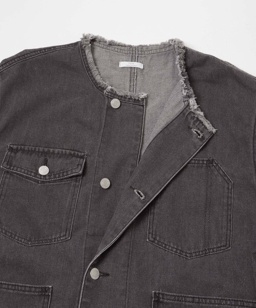 ITEMS URBANRESEARCH（アイテムズ アーバンリサーチ）の「デニムオーバーノーカラージャケット（デニムジャケット・レディース・BLU/GRY/BLK・Free）」の19枚目の写真