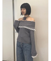 jouetie | コサージュオフショルニットトップス(ニット/セーター)