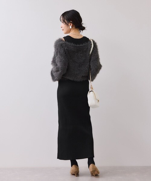 VIS（ビス）の「ねじりショートトップス付きロングニットワンピース/イージーケア（ワンピース・レディース・チャコール/キナリ/ベージュ・F）」の17枚目の写真