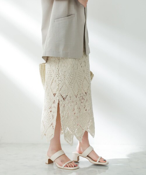 SENSE OF PLACE by URBAN RESEARCH（センスオブプレイスバイアーバンリサーチ）の「クロシェナロースカート（スカート・レディース・IVORY/BRICK/CHARCOAL・S/M）」の7枚目の写真