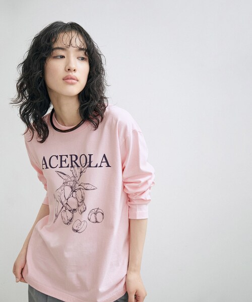 ADAM ET ROPE'（アダムエロペ）の「【GOOD ROCK SPEED】別注 ACEROLA LONG SLEEVE TEE（Tシャツ/カットソー・レディース・ホワイト/ネイビー/ピンク・F）」の8枚目の写真