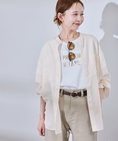 ROPE' PICNIC(ロペピクニック)の「着丈が選べるバンドカラー無地シアーシャツ(シャツ/ブラウス・レディース・ホワイト系/ダークブラウン/ピンク・38/38T)」の19枚目の写真